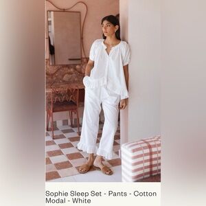 Piyama Sofia Sleep Set -Pants- Cotton Modal- White